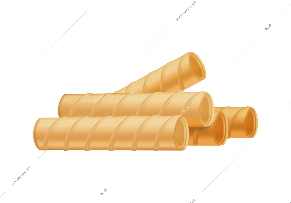 Realistic empty wafer rolls on white background vector illustration