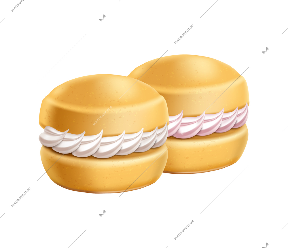 Realistic sandwich biscuits with whipped cream vector illustration