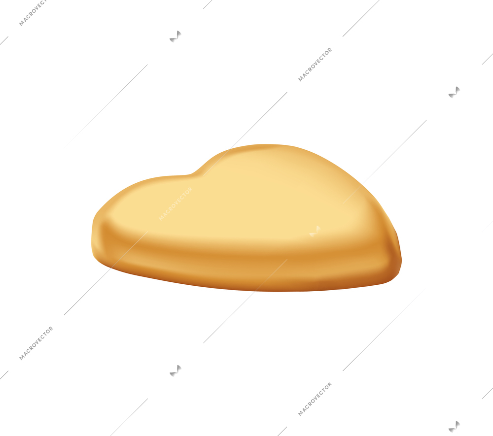 Realistic heart shaped cookie vector illustration