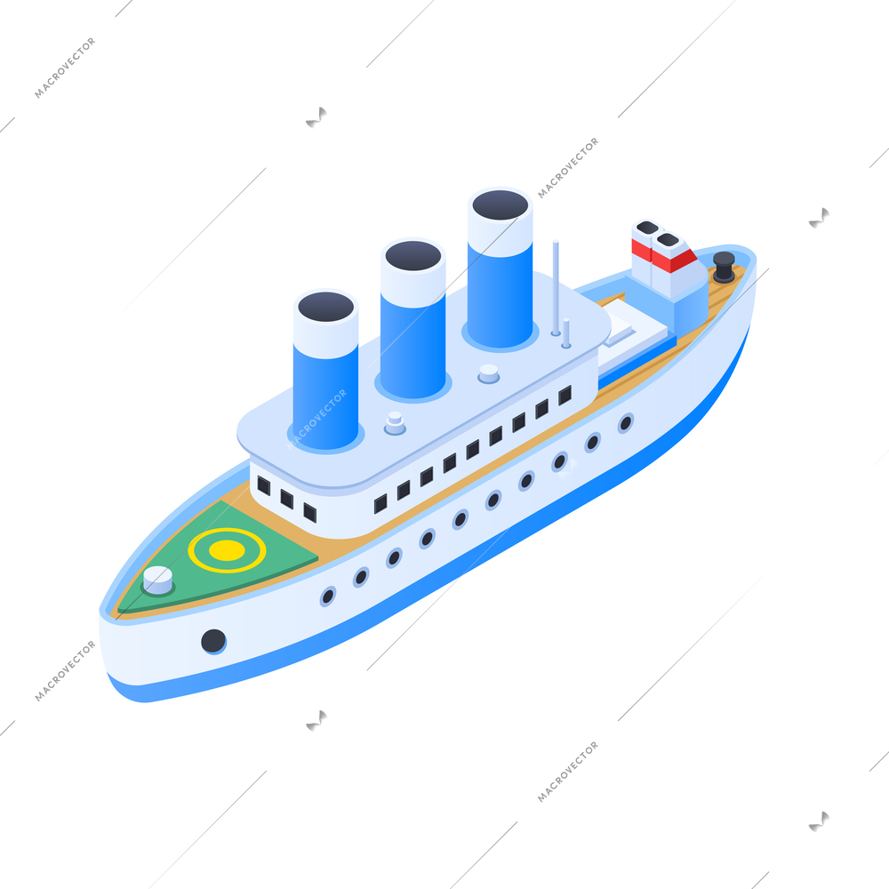 Ferry isometric icon on white background vector illustration