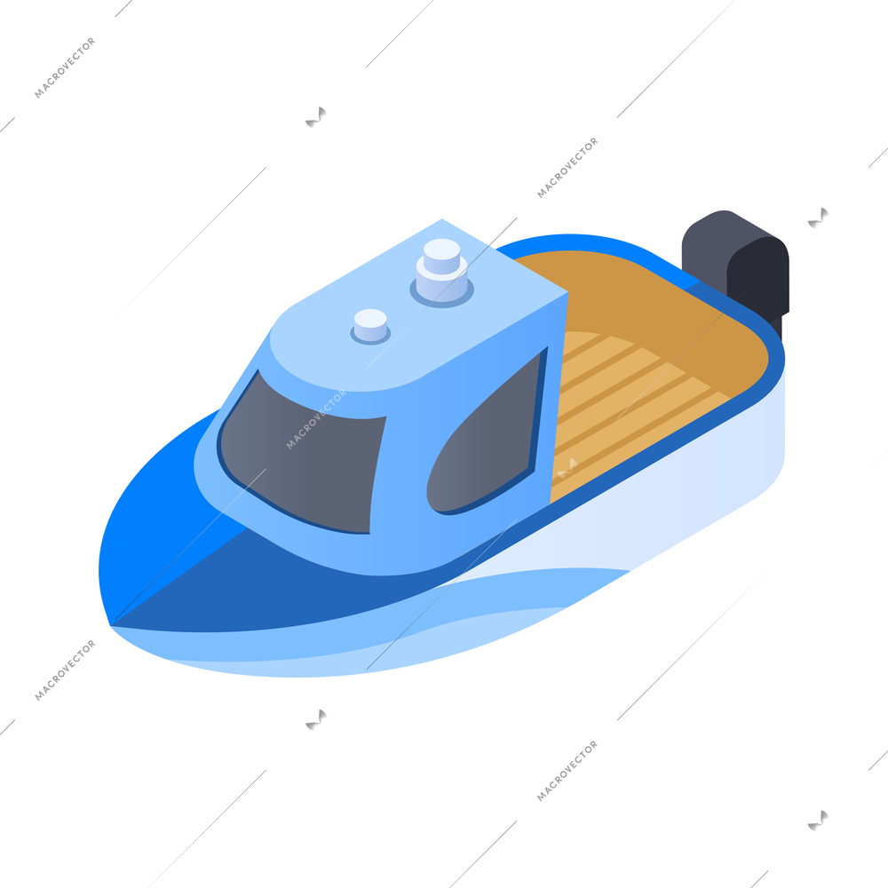 Isometric blue speedboat icon vector illustration