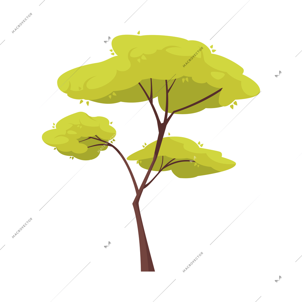 Cartoon green deciduous tree vector illustration