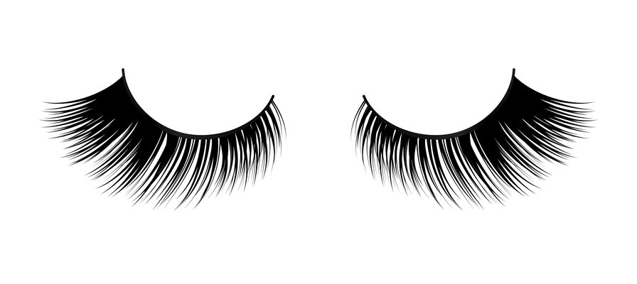 Realistic pair of long black false eyelashes isolated vector illustration