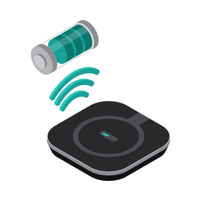 Wireless charger pad isometric icon 3d vector illustration