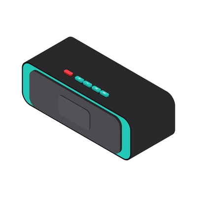 Isometric black wireless speaker icon on white background 3d vector illustration