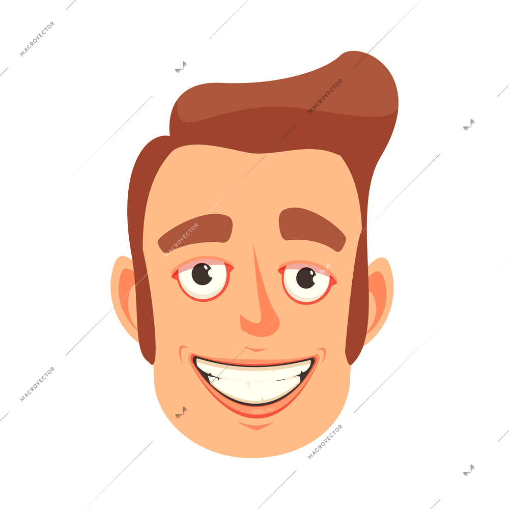 Man face smiling broadly cartoon icon vector illustration