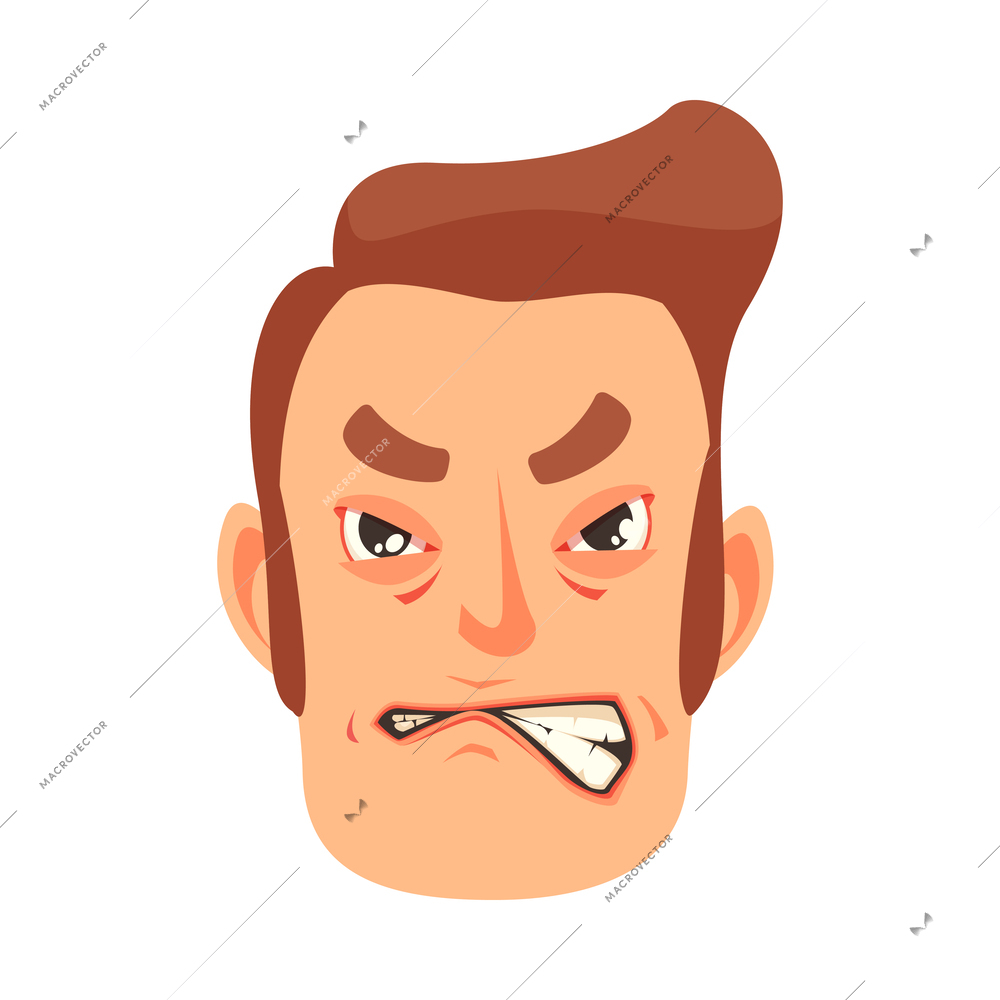 Angry man face with clenched teeth cartoon icon vector illustration