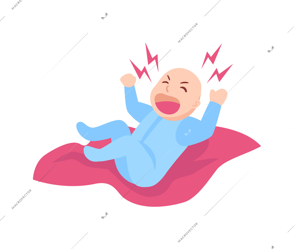 Crying baby flat vector illustration