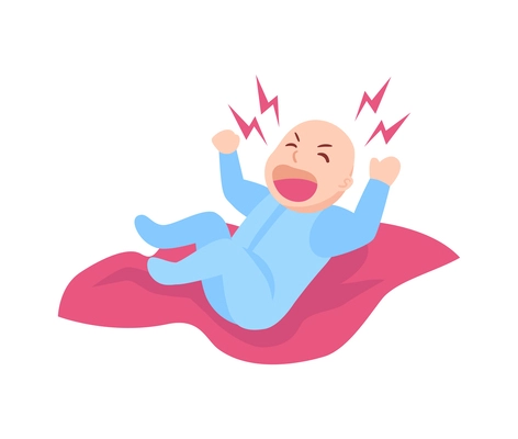 Crying baby flat vector illustration