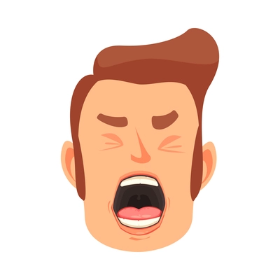 Shouting man face with open mouth cartoon icon vector illustration