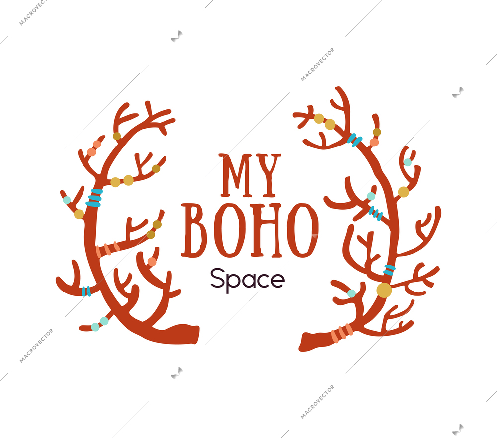 My boho space emblem in flat style for market place vector illustration