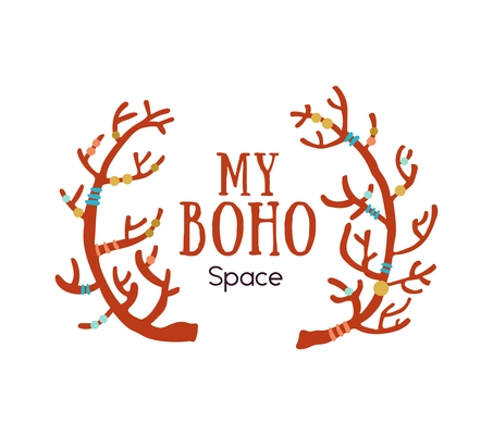 My boho space emblem in flat style for market place vector illustration