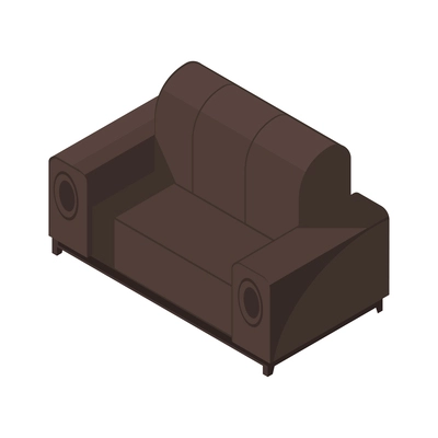 Soft brown sofa isometric icon 3d vector illustration