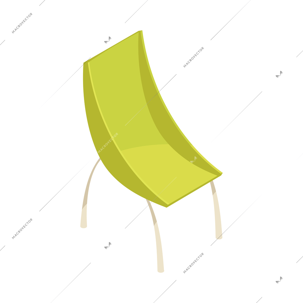 Green plastic chair isometric icon vector illustration