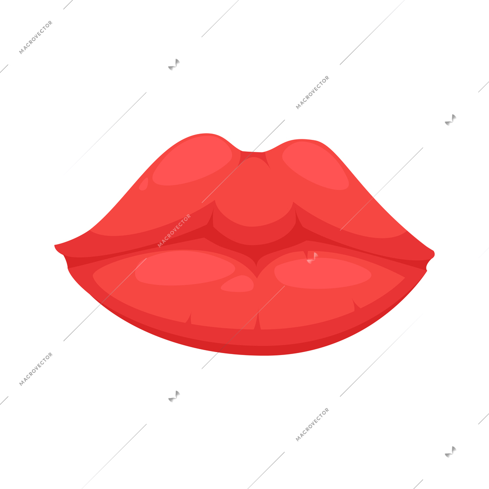 Plump red female lips cartoon vector illustration