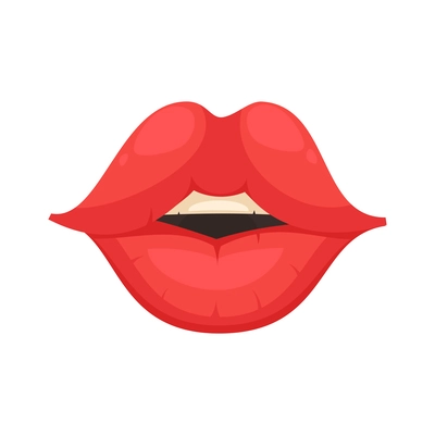 Cartoon cute female mouth with red pouting lips vector illustration