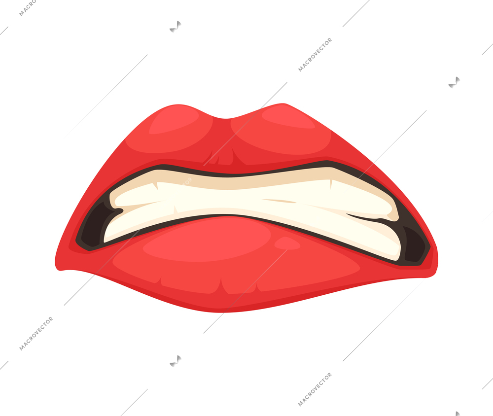 Cartoon cute female mouth expressing anger vector illustration