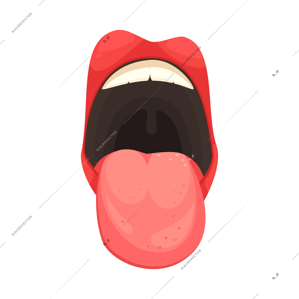 Cartoon cute female mouth sticking out tongue vector illustration