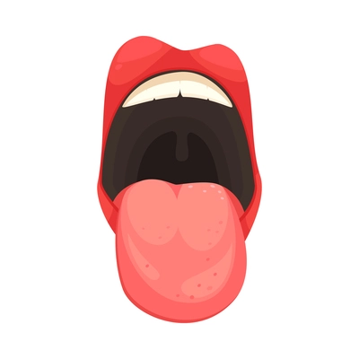 Cartoon cute female mouth sticking out tongue vector illustration