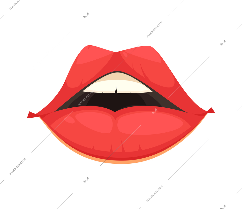 Lips of women with red lipstick in kiss motion vector illustration. Cartoon  drawing open comic female mouth, lip gloss, girl sending kiss. Love,  desire, glamour concept Stock Vector | Adobe Stock