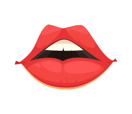 Cartoon cute female mouth with plump lips vector illustration