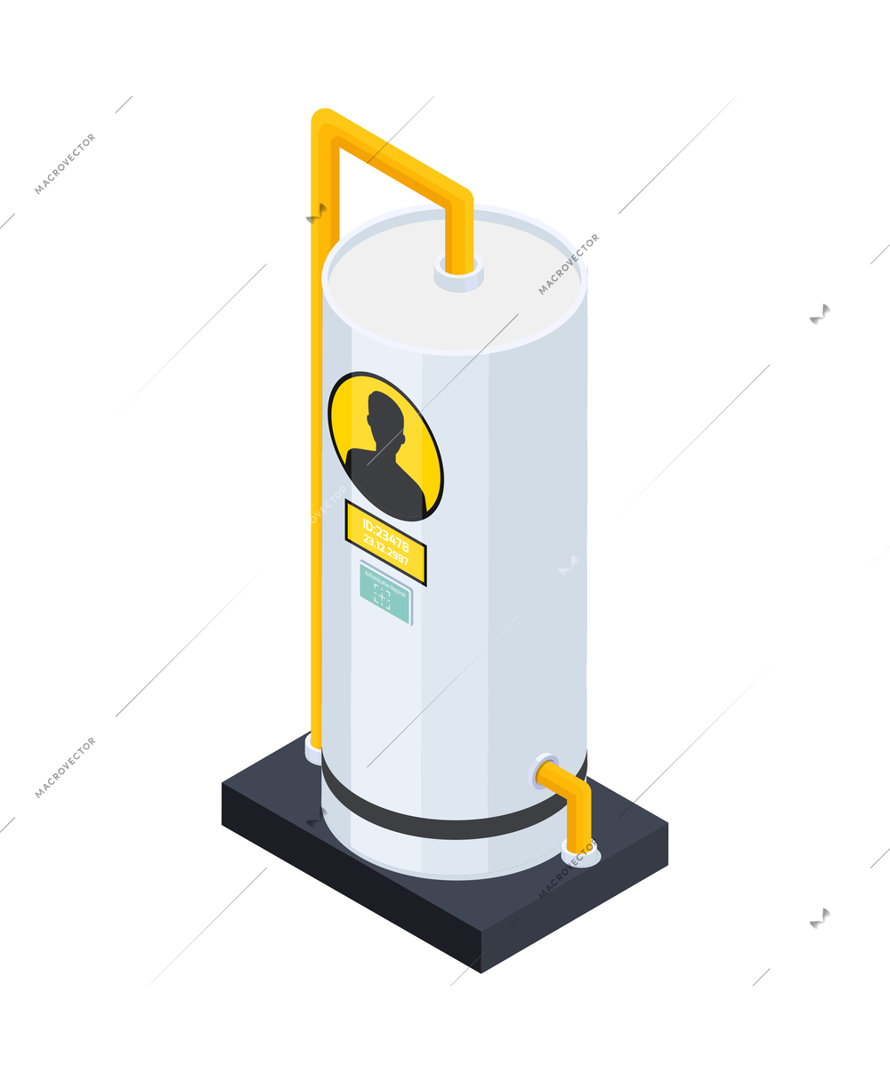 Cryonics cryogenics transplantation isometric icon with cryocapsule 3d vector illustration