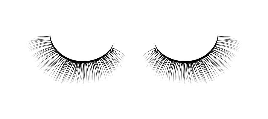 Pair of false eyelashes on white background realistic isolated vector illustration