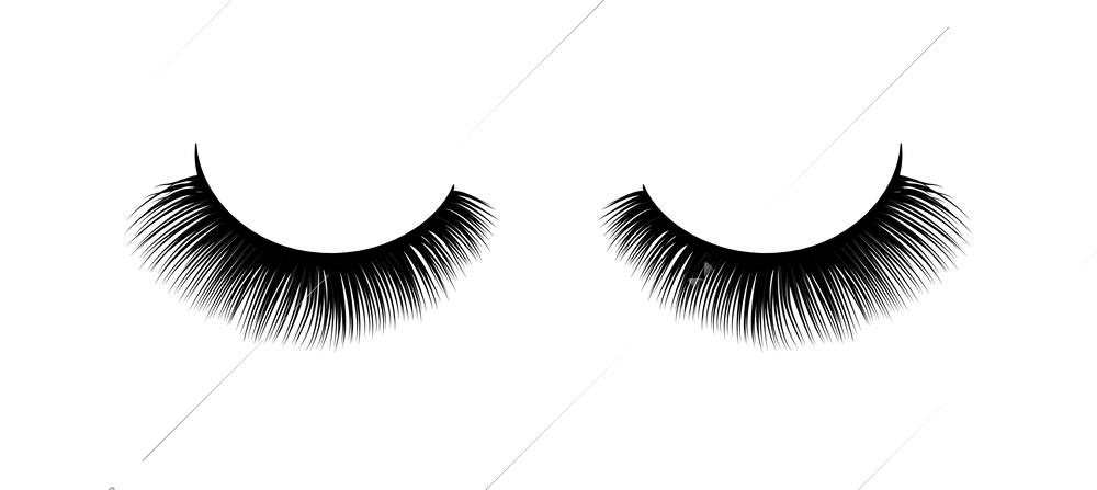 Realistic black false eyelashes isolated vector illustration