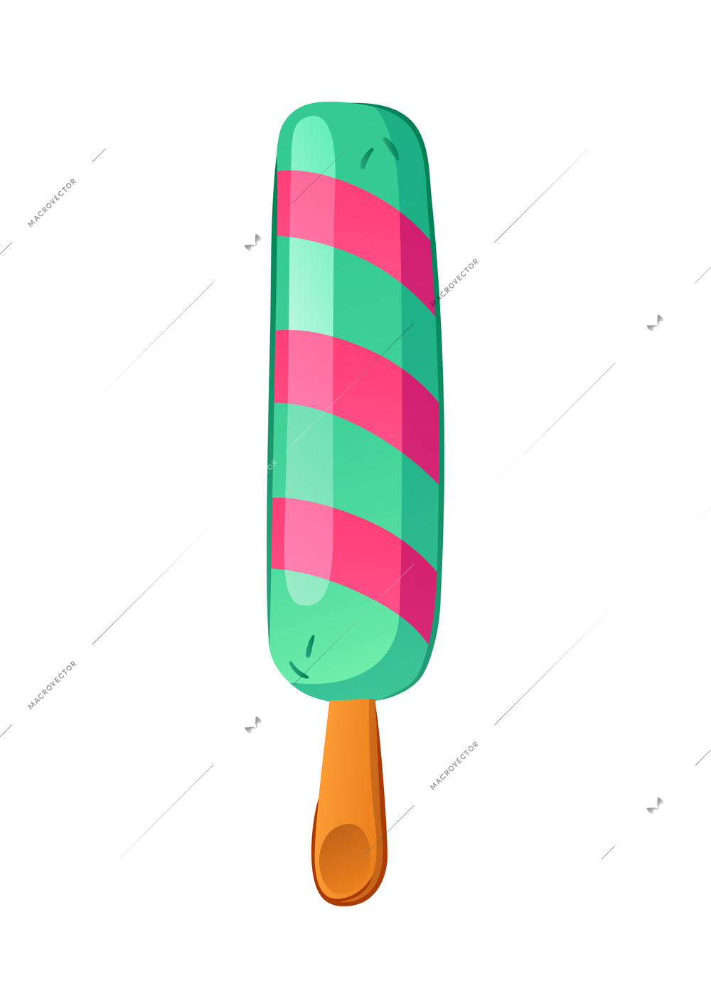 Colorful ice cream popsicle on stick flat vector illustration