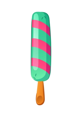 Colorful ice cream popsicle on stick flat vector illustration