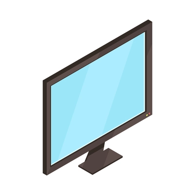 Isometric blank computer monitor with blue screen icon vector illustration