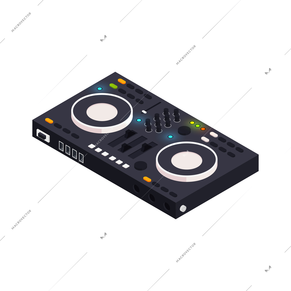 Professional recording studio equipment for music amplification isometric icon vector illustration