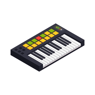 Keyboard for music recording studio isometric icon vector illustration