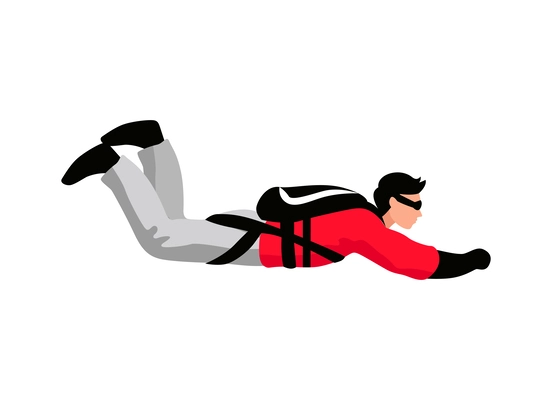 Skydiving flat icon with male character during jump vector illustration