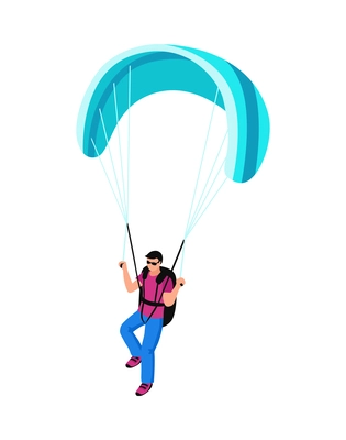 Skydiving flat icon with male parachutist in sky vector illustration