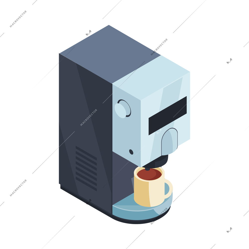 Coffee machine with cup isometric icon 3d vector illustration