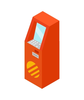 Red bank atm isometric icon 3d vector illustration