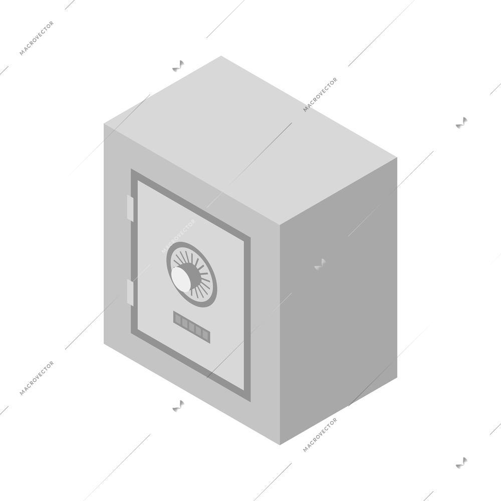 Closed metal safe isometric icon 3d vector illustration