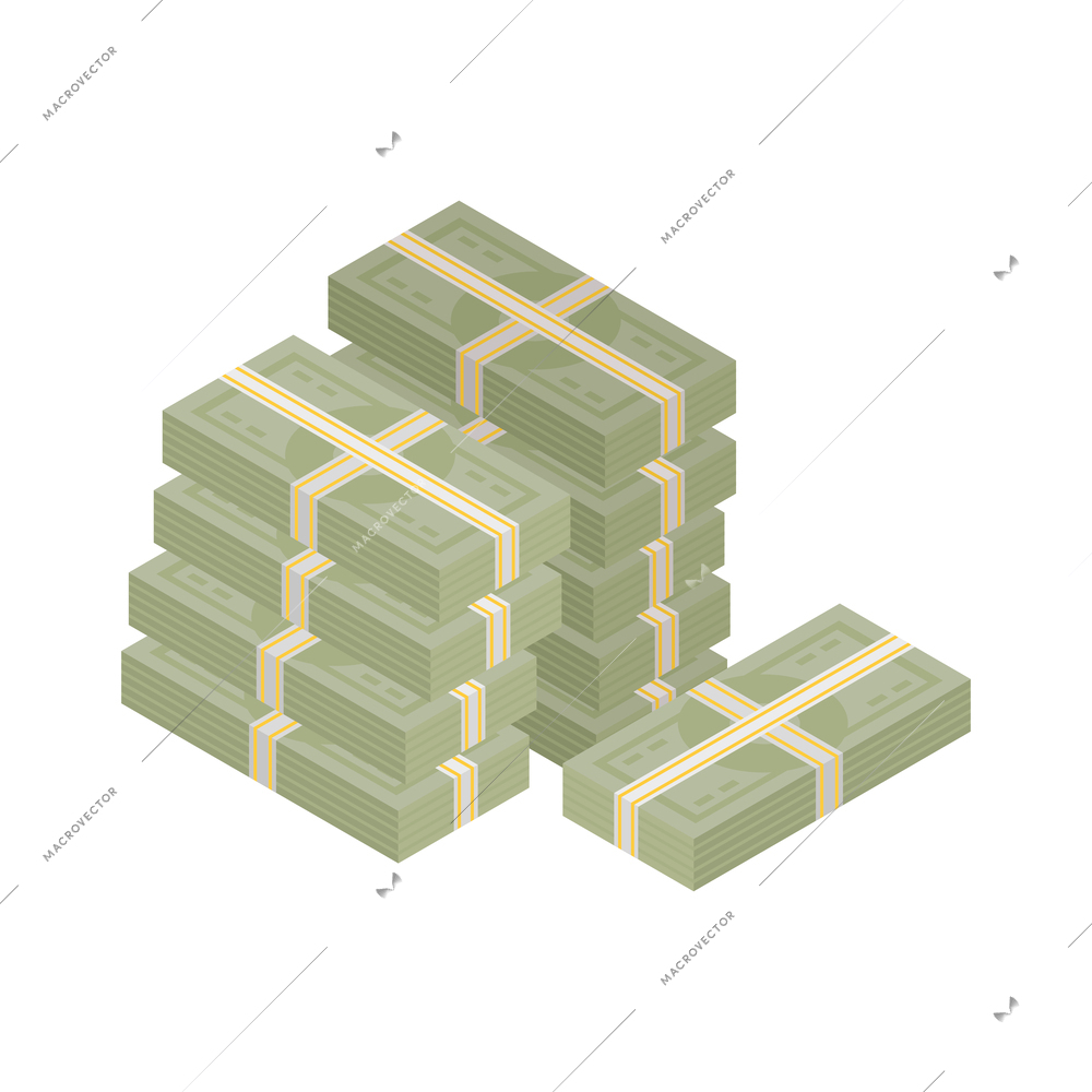Stacks of banknotes isometric icon 3d vector illustration