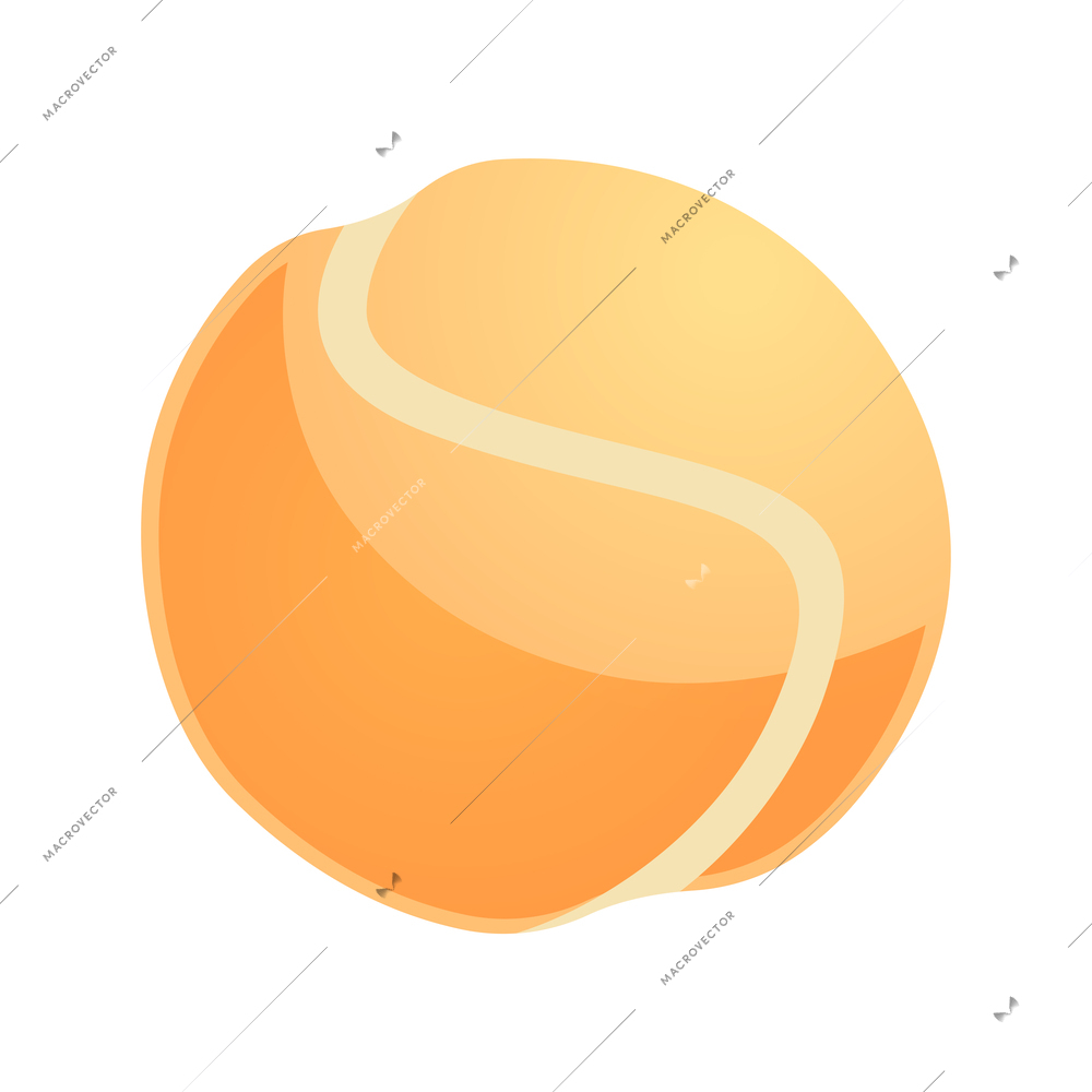 Flat yellow tennis ball on white background vector illustration