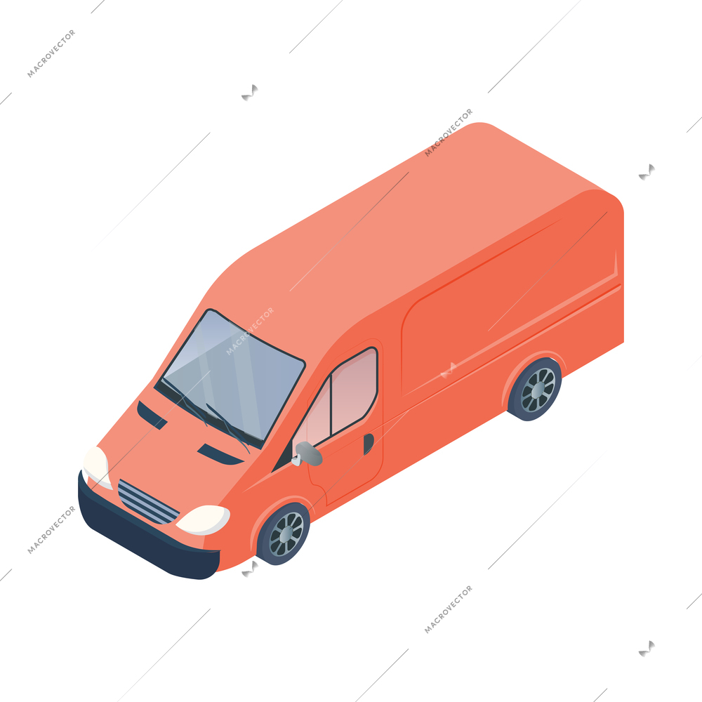 Isometric color delivery van icon on white background vector illustration