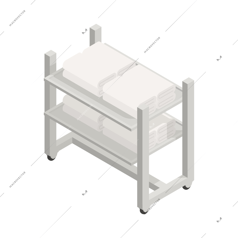 Gynecology gynecologist office interior isometric icon with clean towels on wheeled rack vector illustration