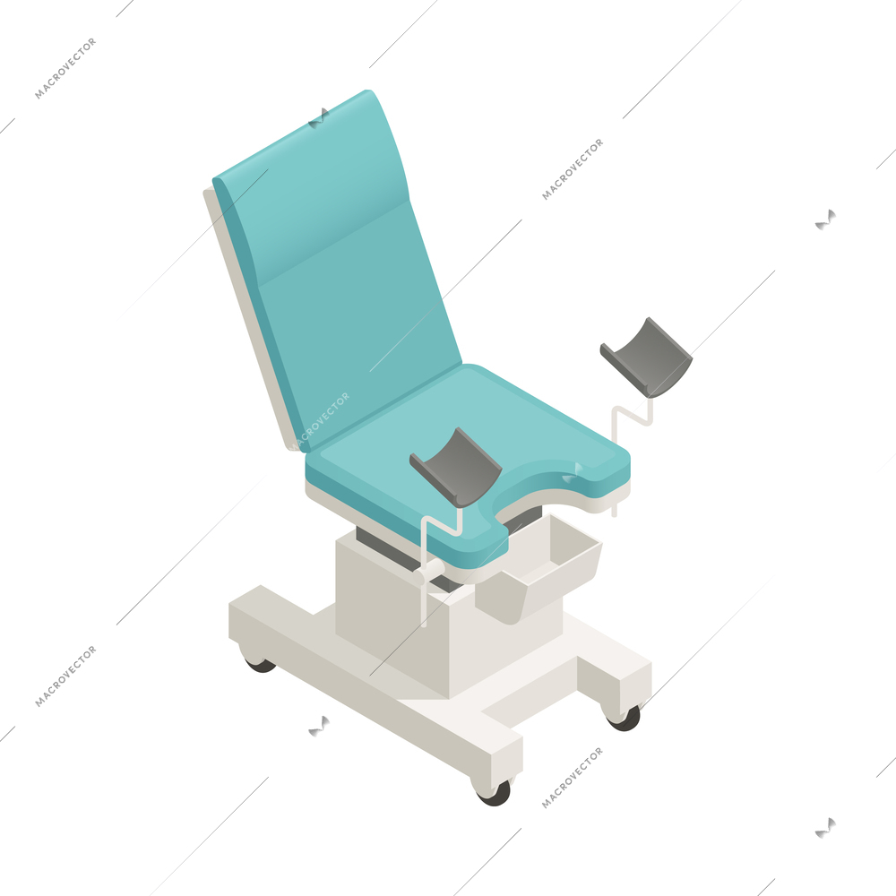 Gynecology gynecologist office interior isometric icon with gynecological chair vector illustration