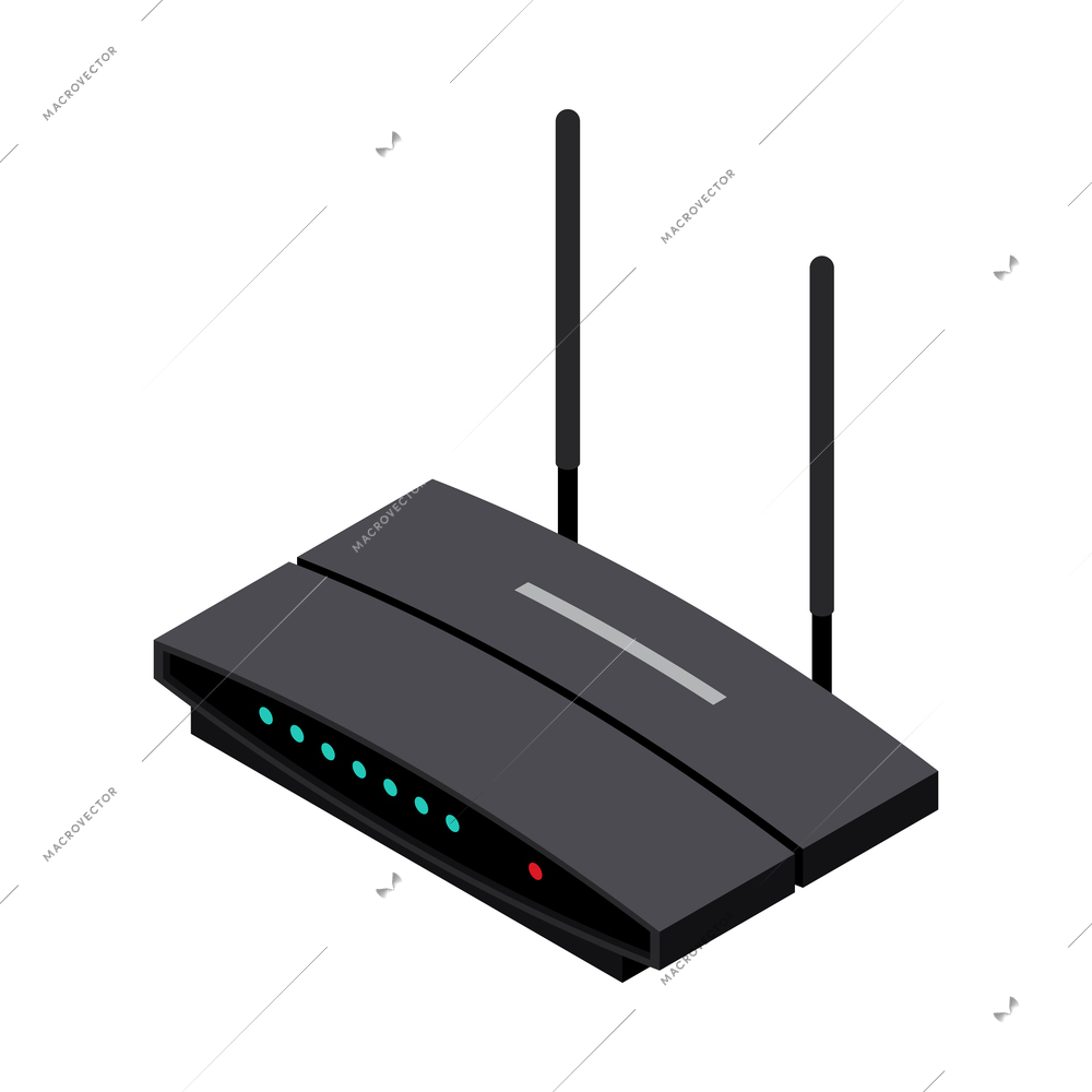 Black router isometric icon vector illustration