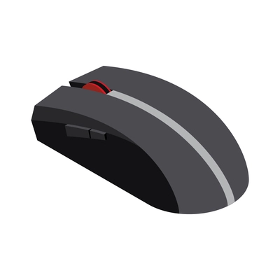 Black wireless computer mouse isometric icon vector illustration