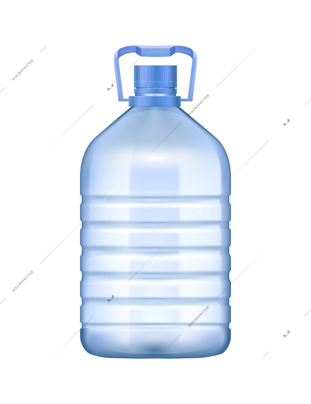 Realistic plastic 5 litres water bottle with cap and handle vector illustration