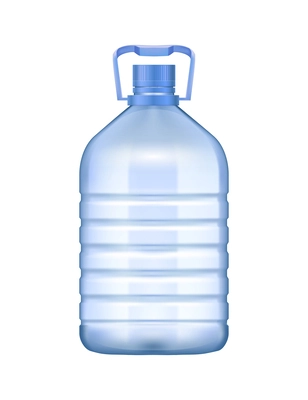 Realistic plastic 5 litres water bottle with cap and handle vector illustration