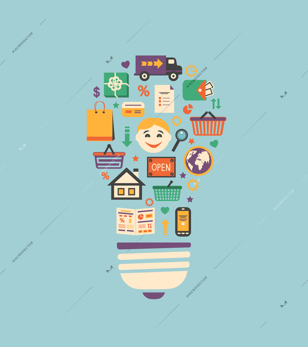Online shopping innovation idea in flat style vector illustration