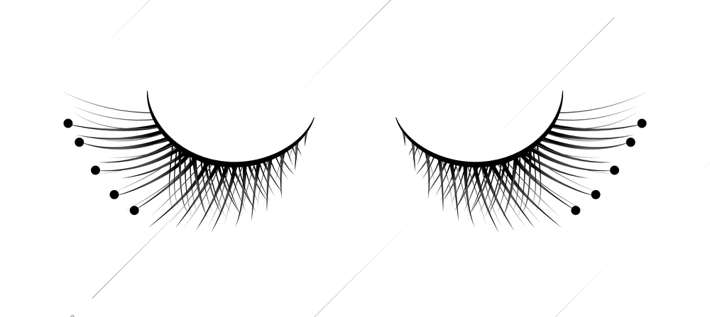 Pair of black false eyelashes isolated realistic vector illustration