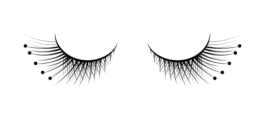 Pair of black false eyelashes isolated realistic vector illustration